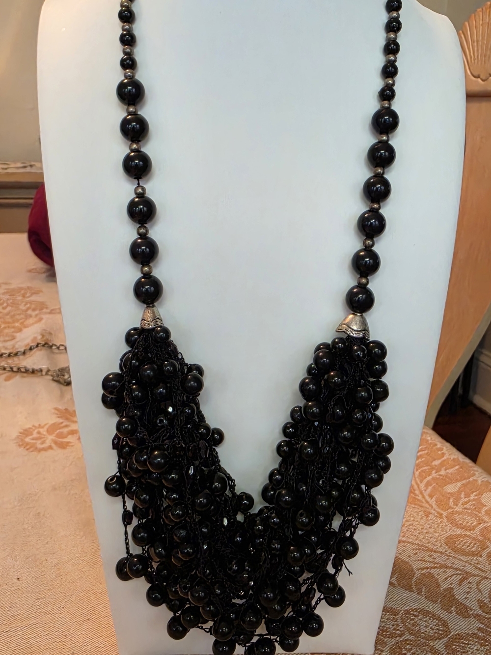 Black Beaded Statement Necklace - Women Jewelry, Bundle Of 4